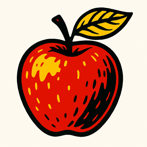 An apple.
2d.  High contrast.  No shadows