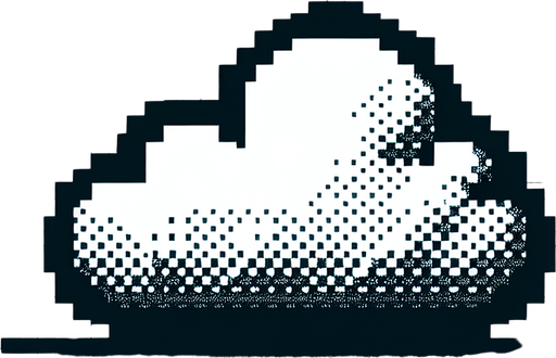 cloud. Dot picture. Single Game Texture. In-Game asset. 2d. Blank background. High contrast. No shadows.