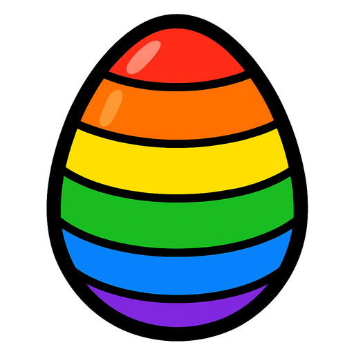 A Rainbow egg.
In-Game asset.  2d.  High contrast.  No shadows