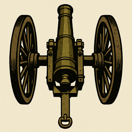 military, old, cannon, top view.
In-Game asset.  2d.  High contrast.  No shadows