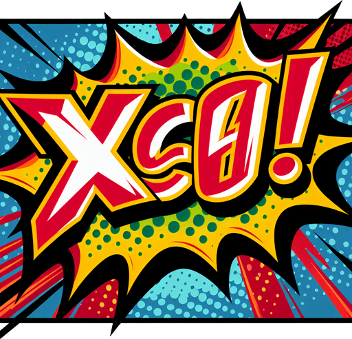 text popup "x64!".
comic style