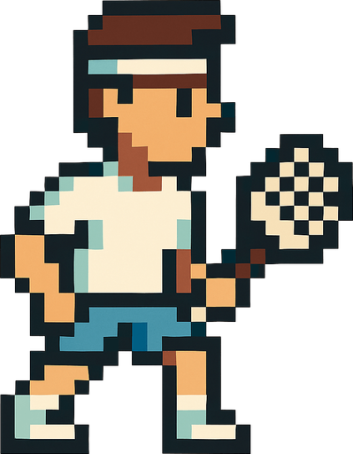 pixelart tennis player looking to the left.
In-Game asset.  2d.  High contrast.  No shadows