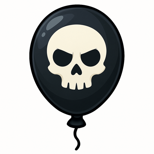 Black Ballon with white skull on.
In-Game asset.  2d.  No shadows