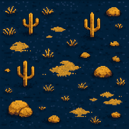a background top down game pixel art desert. night
In-Game asset.  2d.  High contrast.  No shadows