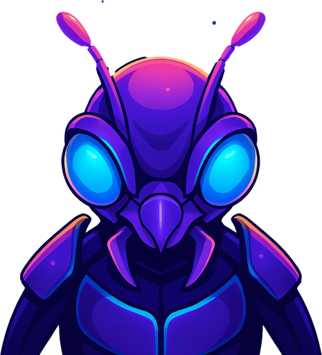 Front-facing icon, Fullscreen modern App Store art style with futuristic alien bug
, 16:9, high definition.  No text captions!