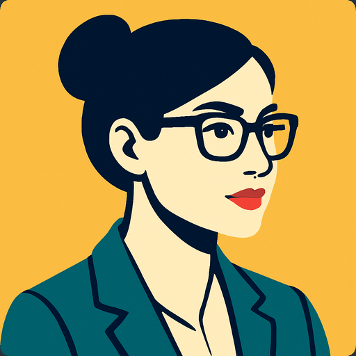 an intellectual woman's profile photo.
In-Game asset.  2d.  High contrast.  No shadows