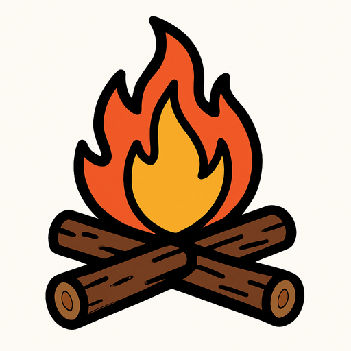a campfire.
In-Game asset.  2d.  High contrast.  No shadows