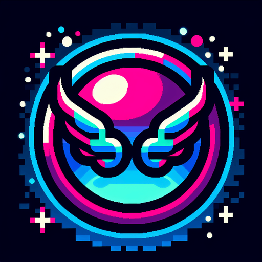 pixel art of a bubble a wing inside in neon color..
Single Game Texture. In-Game asset. 2d. Blank background. High contrast. No shadows.