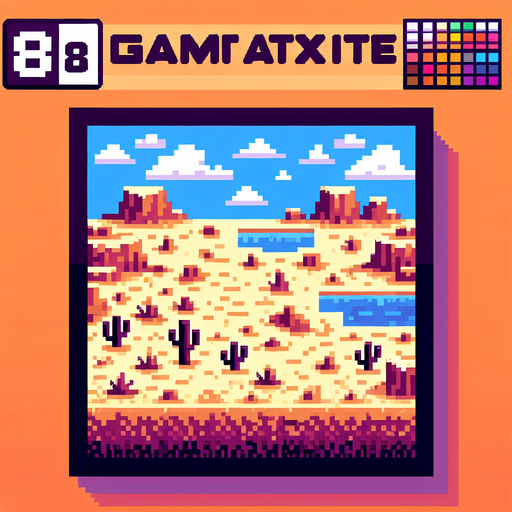 8-bit. Cartoon. landscape. desert. top-down view. no horizon. Single Game Texture. In-Game asset. 2d. Blank background. High contrast. No shadows.