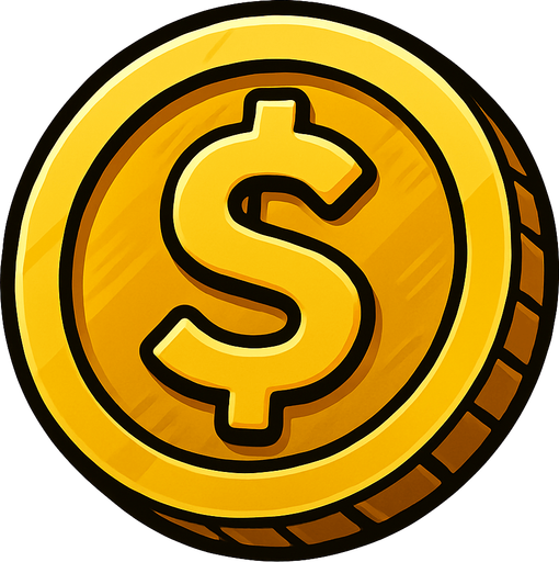 altın dolar.
In-Game asset.  2d.  High contrast.  No shadows