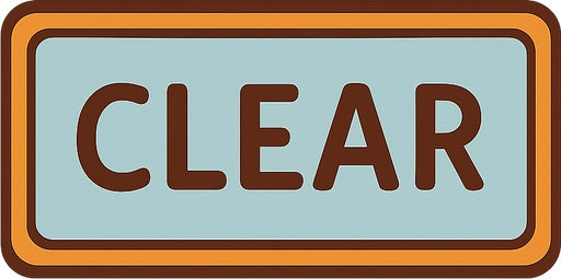 üzerinde clear yazan bir buton. No background. Transparent background. Blank background. No shadows. 2d. In-Game asset. flat