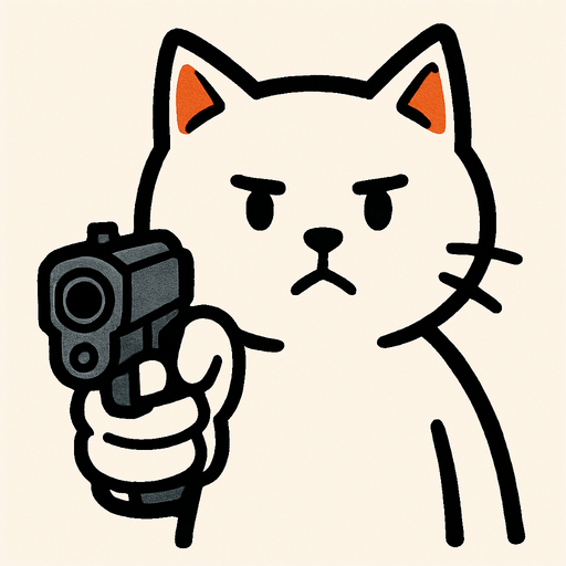 meme silah uzatan kedi.
In-Game asset.  2d.  High contrast.  No shadows