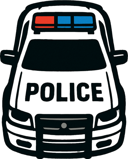 üstten görünümlü polis arabası çiz.
In-Game asset.  2d.  High contrast.  No shadows