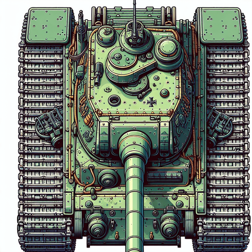 vertical 2d anime image style. german nazi ww2 battle tank. top down image.
Single Game Texture.  In-Game asset.  2d.  Blank background.  High contrast.  No shadows