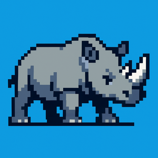 Rhino 8bit.
In-Game asset.  2d.  High contrast.  No shadows