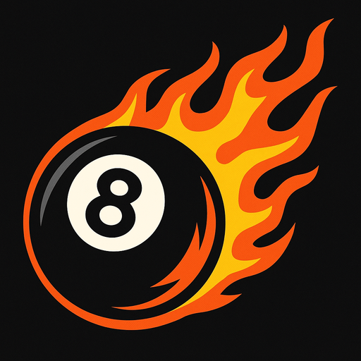 8 ball billard with fire.
In-Game asset.  2d.  High contrast.  No shadows