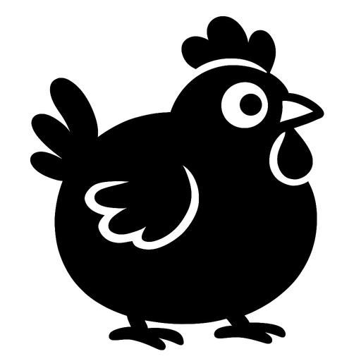 ball chicken and black.
In-Game asset.  2d.  High contrast.  No shadows