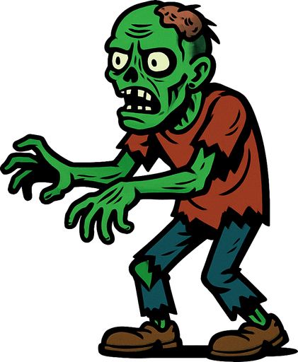 Un zombie.
In-Game asset.  2d.  High contrast.  No shadows