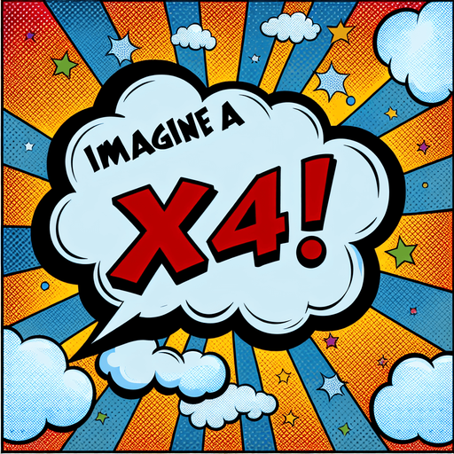text popup "x64!".
comic style