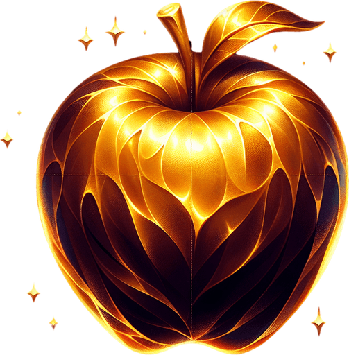Golden Apple
Single Game Texture. In-Game asset. 2d. Blank background. High contrast. No shadows.