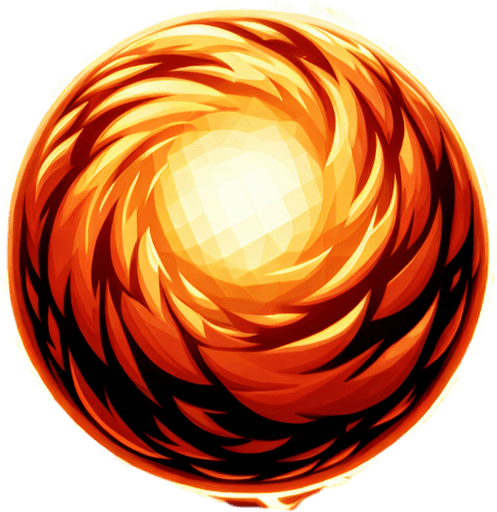 Fire ball. Bubble shooter game. Thin black outline..
Single Game Texture. In-Game asset. 2d. Blank background. High contrast. No shadows.
