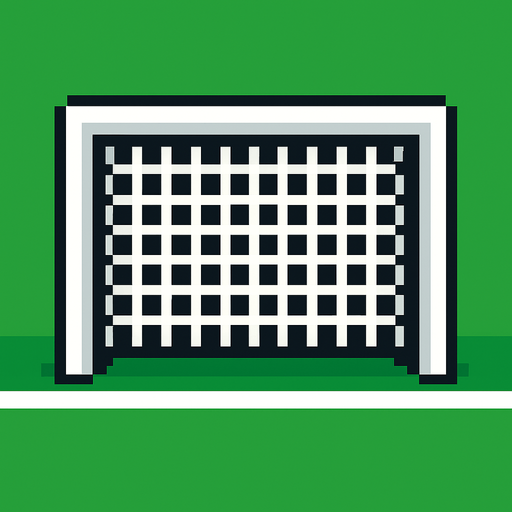 Draw me a football goal with an empty goal between 2d pixel nets.
In-Game asset.  2d.  High contrast.  No shadows