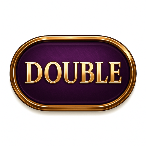 Crea un asset visual para el botón 'DOUBLE' (Doblar Apuesta) para la mesa de Blackjack de lujo.

Objetivo: Un botón claro y elegante que permita al jugador doblar su apuesta, coherente con la opulencia del casino.

Diseño:

Forma: Óvalo o rectángulo con bordes suaves, prominente y fácil de pulsar.

Texto Central: La palabra 'DOUBLE' (o 'DOBLAR') en mayúsculas, con tipografía audaz, limpia y elegante de casino.

Color: Base en un color que sugiera riesgo/recompensa, como un púrpura real o un dorado más oscuro, con acabado metálico o pulido.

Borde: Un borde brillante en dorado o plateado.

Efectos (si Upit lo permite):

Sutil efecto de relieve o biselado para darle profundidad.

Un ligero brillo o resplandor que lo haga destacar.

Textura que simule metal pulido o un material lujoso.

Fondo: Asset independiente con fondo transparente..
In-Game asset.  2d.  High contrast.  No shadows