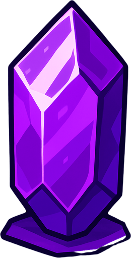 a purple crystal.
In-Game asset.  2d.  High contrast.  No shadows
