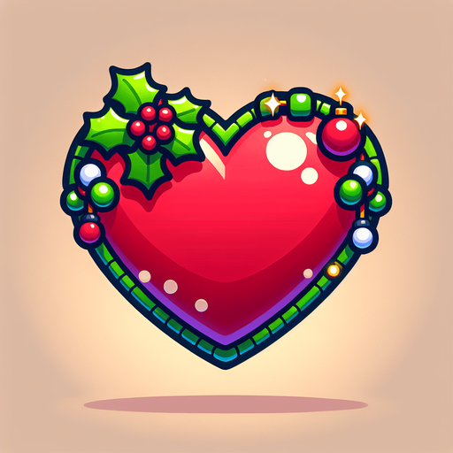 Cartoon Christmas heart
Single Game Texture. In-Game asset. 2d. Blank background. High contrast. No shadows.