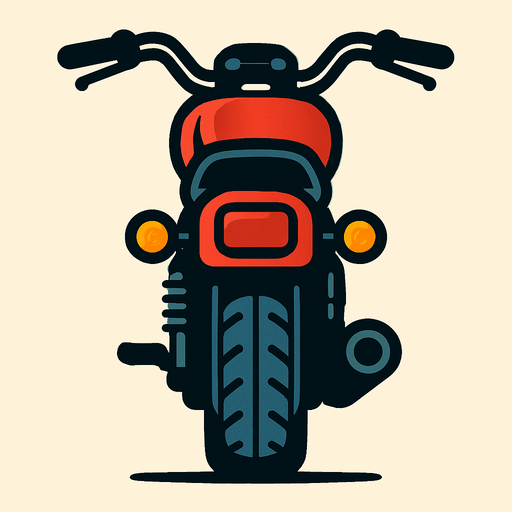 Arkası dönük motosiklet.
In-Game asset.  2d.  High contrast.  No shadows