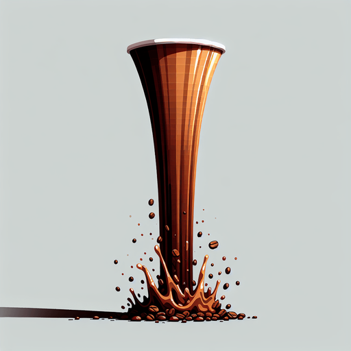 Coffee trail going vertical.
Single Game Texture. In-Game asset. 2d. Blank background. High contrast. Shadows at the bottom.