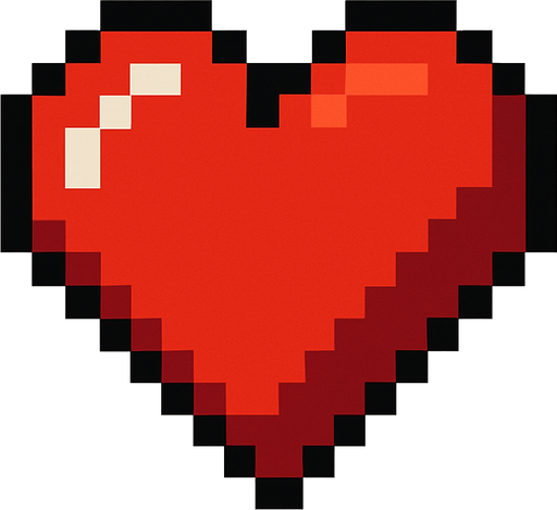 Pixel art Heart.
In-Game asset.  High contrast.  No shadows