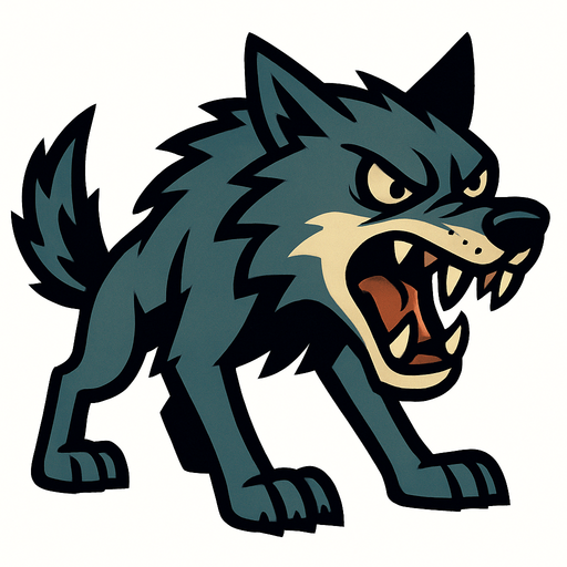 a angry wolve thats in 2d.
In-Game asset.  2d.  High contrast.  No shadows