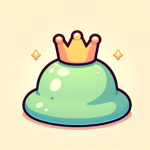 Un slime rey RPG con estilo suave y simple.
Single Game Texture.  In-Game asset.  2d.  Blank background.  High contrast.  No shadows
