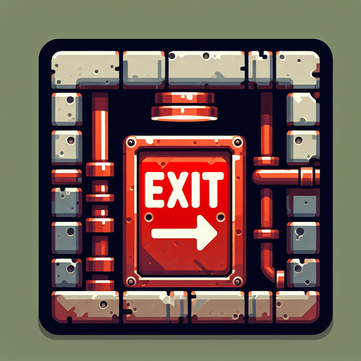 create an escape hatch with a red exit sign on it.
Single Game Texture. In-Game asset. 2d. Blank background. High contrast. No shadows.