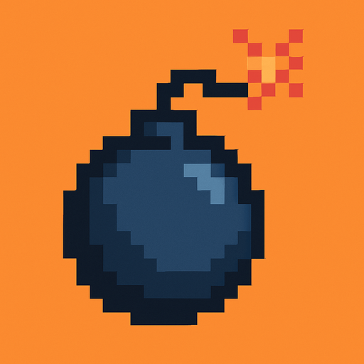 a pixel art of a bomb.
In-Game asset.  2d.  High contrast.  No shadows
