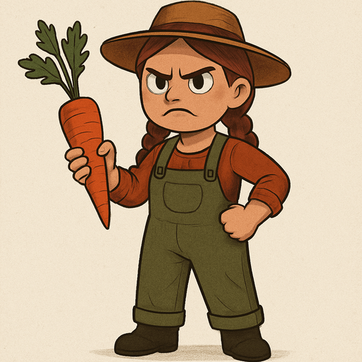 Elinde havuç olan kızgın bir çiftçi.
Karakter ayakkabısı siyah