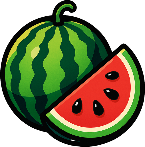 watermelon.
In-Game asset.  2d.  High contrast.  No shadows