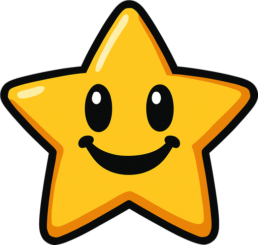 cartoonish star.
In-Game asset.  2d.  High contrast.  No shadows
