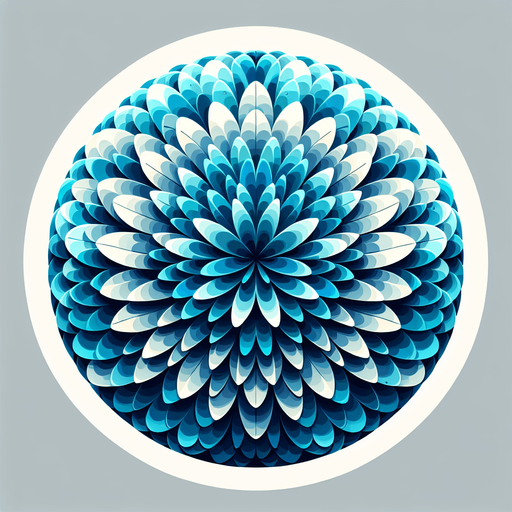 A round cyan and blue flower. Top down view.
Single Game Texture. In-Game asset. 2d. Blank background. High contrast. No shadows.