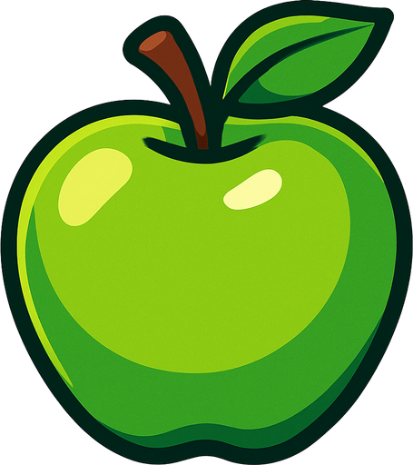Green apple.
In-Game asset.  2d.  High contrast.  No shadows