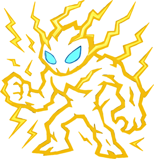 make creature image for electrical elemental name is voltix but dont write name on image.
In-Game asset.  2d.  High contrast.  No shadows
