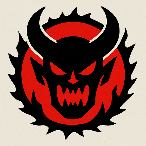 attack red black hell a round.
In-Game asset.  2d.  High contrast.  No shadows
