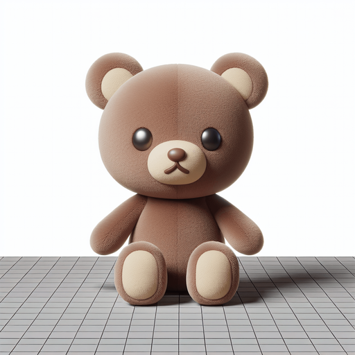 Reimagine the cute teddy bear sitting without background. Plastic style Single Game Texture. In-Game asset. 2d. Blank background. High contrast. No shadows.