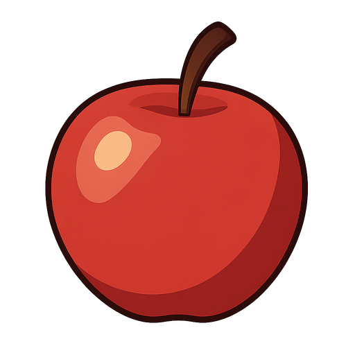 Elma. No background. Transparent background. Blank background. No shadows. 2d. In-Game asset. flat