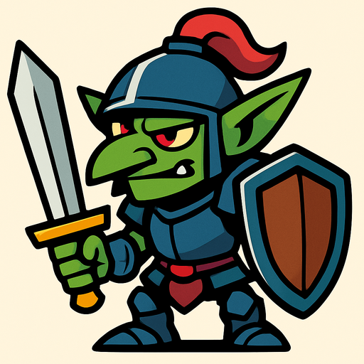 şövalye goblin.
In-Game asset.  2d.  High contrast.  No shadows