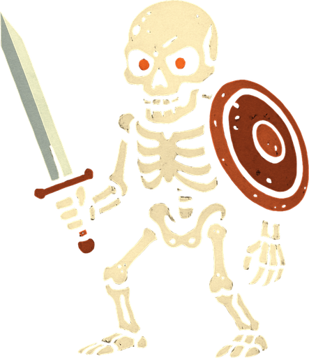 Skeleton enemy.
In-Game asset.  2d.  High contrast.  No shadows