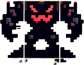 Crea un enemigo de estilo dungeon pixelado.
Single Game Texture.  In-Game asset.  2d.  Blank background.  High contrast.  No shadows