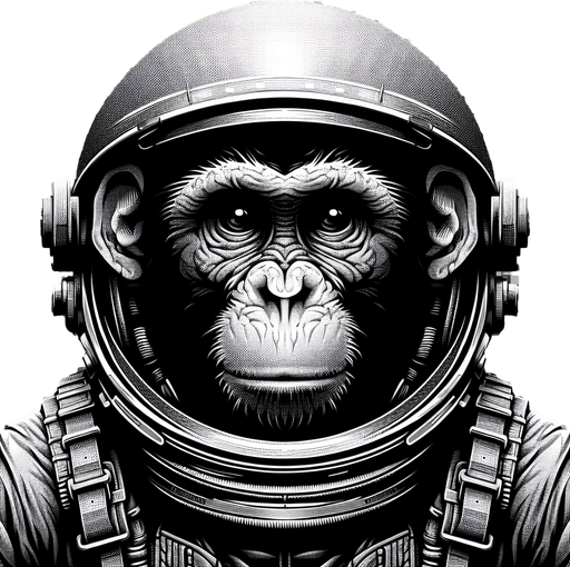 monkey astronaut.
Single Game Texture. In-Game asset. 2d. Blank background. High contrast. No shadows. transparent background