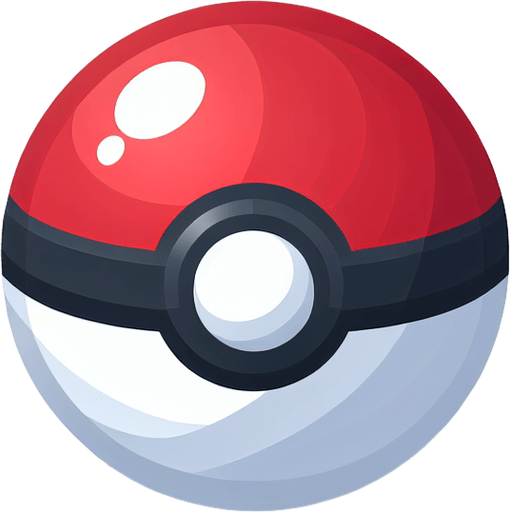 Generate an image of a Poké Ball  from Pokémon.
Single Game Texture. In-Game asset. 2d. Blank background. High contrast. No shadows.